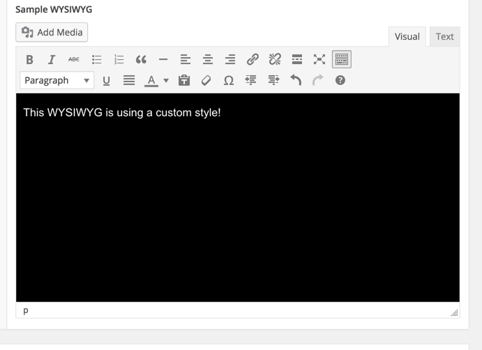 ACF Custom WYSIWYG CSS Example